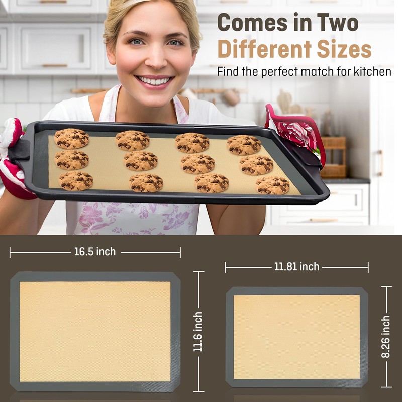 4 Pack Silicone Baking Mat Nonstick 2 Half and 2
