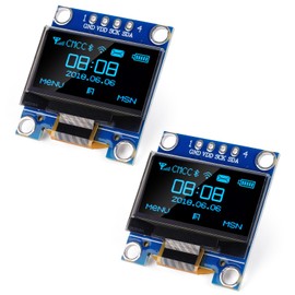 2 Pcs 0.96 Inch OLED Display Module 128x64 Pixel IIC I2C OLED Screen SSD1315 Driver Self-Luminous Display Board for Arduino Raspberry Pi ESP32 (Blue, Unwelded)