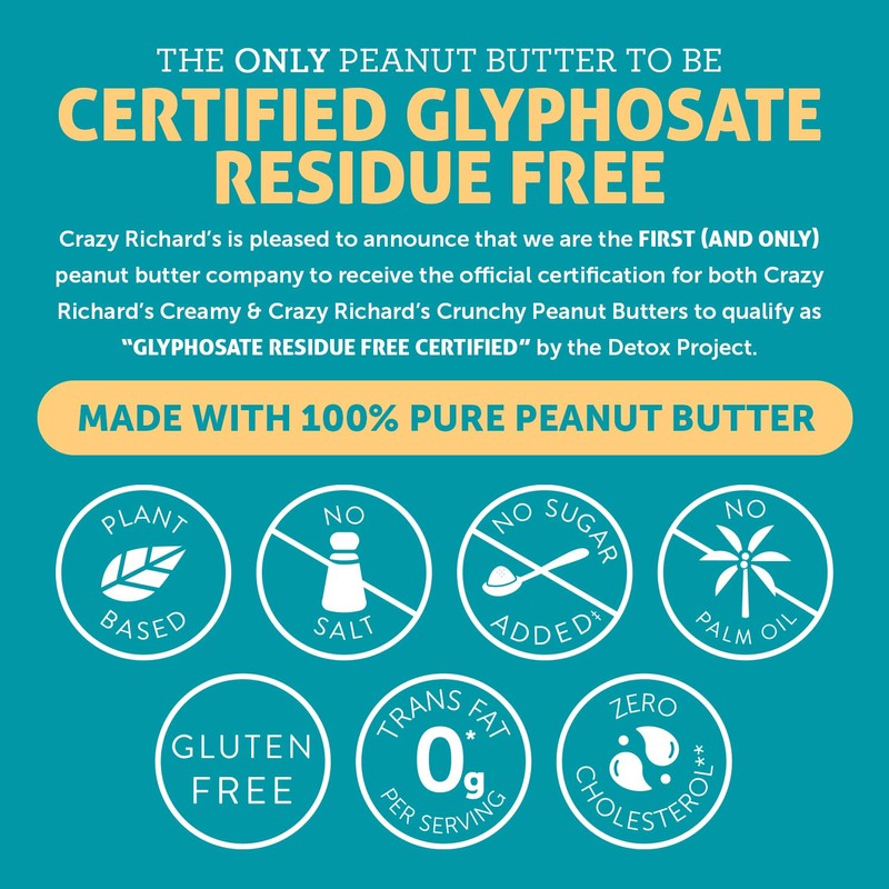 Crazy Richard's 100% All-Natural Creamy Vegan Peanut Butter with No
