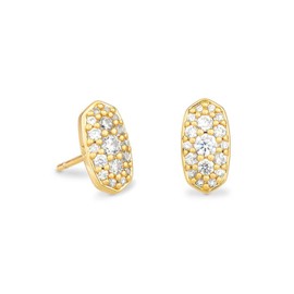 Kendra Scott Grayson Crystal Stud Earring in 14k Gold-Plated Brass, Fashion Jewelry for Women, White Cubic Zirconia