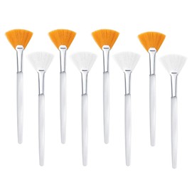 YATEICBC - 8 Pcs Face Brush, Fan Brush, Fan Brush Cosmetic, Clear Plastic Handle Makeup Brush, Face Cream Makeup Tool
