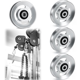 4 Pcs Aluminum Pulleys for Cable Machine Set, 90mm Aluminum Alloy Bearing Gym Pulley Wheel for Home Gym Equipment Exercise Machine Pulldown Attachments