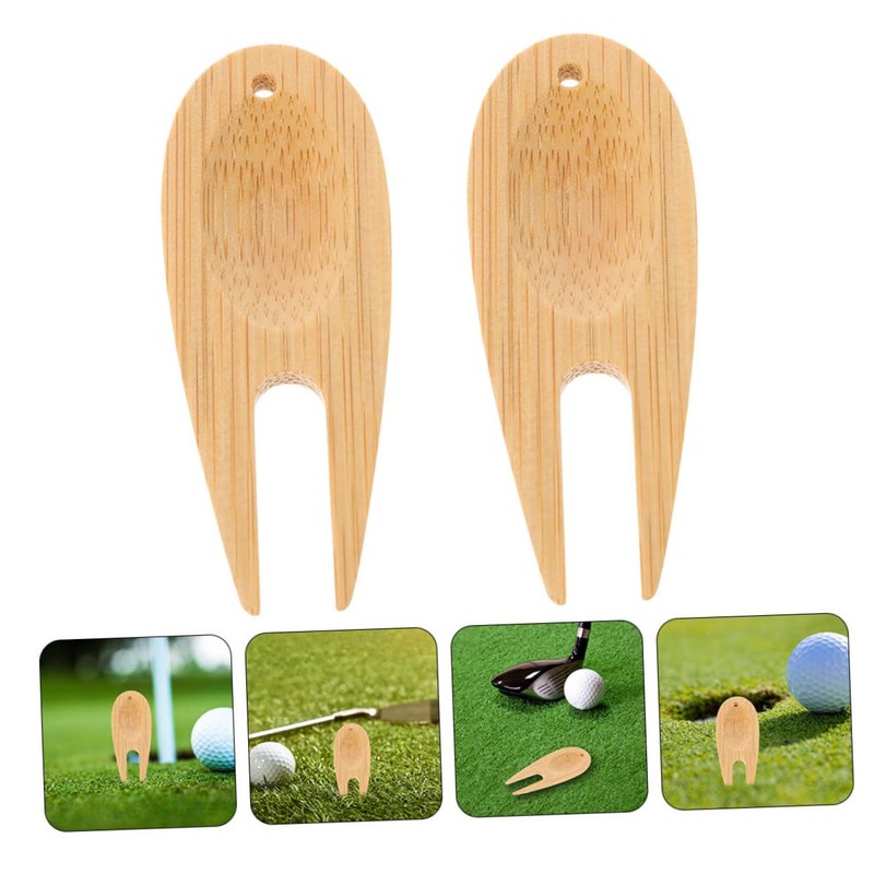 Mipcase 8pcs Bamboo Golf Divot Tool Divot Repair Tool Fork