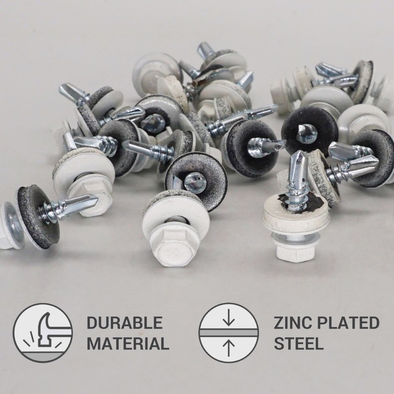 SKIR'CO (Pack of 50) Roofing Screws, Hexagonal Head, 4.8 x