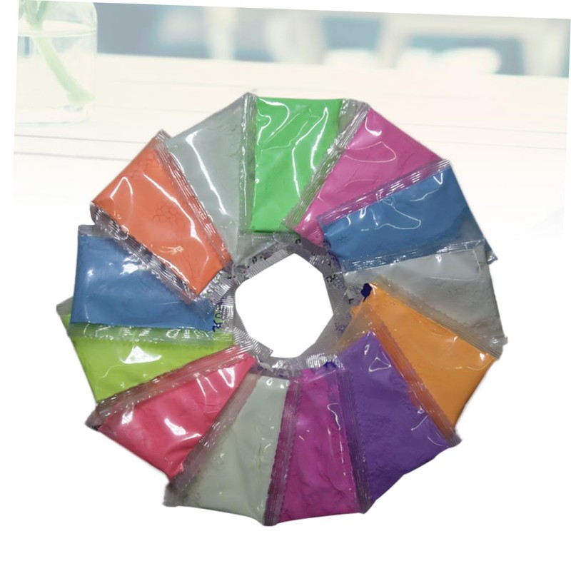 IWOWHERO 12pcs Non Radiative Luminous Nail Art Powder Fluorescent Glitter