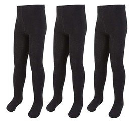 SOHOBABY™ Pack Of THREE Back To School Girls Cotton Blend Tights (UK, Age, 7 Years, 8 Years, Regular, Black)