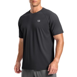 Men's Workout Athletic T-Shirts Moisture Wicking Cooling Running Shirts Short Sleeve Performance Tee for Gym Tennis(Dark Grey,4XL)