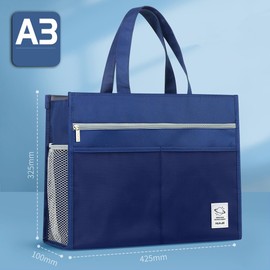 seimeinoki Sketch Bag, Art Supplies Bag, A3, Waterproof Oxford Cloth, Large Capacity, Paint Board Bag, 8K Drafting Board, 8K Drawing Paper, Can Be Carried by Hand or Shoulder, Zipper Type, Holds Water