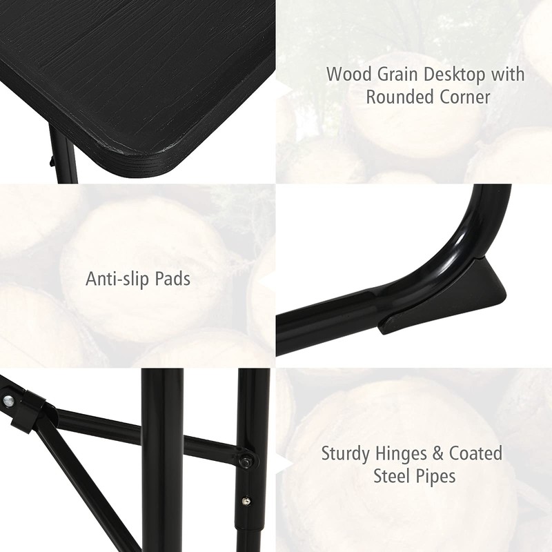 renatone Folding Picnic Table, Black