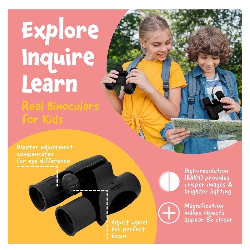 ThinkPeak Think Peak - Red and Black Binoculars for Kids