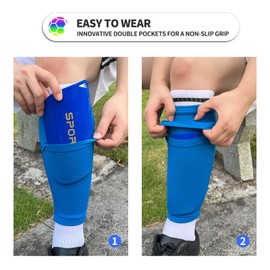 ATHCISE Kids Youth Soccer Shin Guards with Sleeves, Slip in Shinguards Soccer Shin Pads for 3-15 Years Old Boys Girls Child Teens