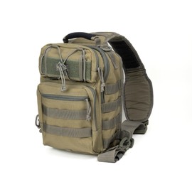 Magforce Tactical Sling Bag "Hamburger", MOLLE Shoulder & Chest Bag, Lightweight, with Multiple Compartments, Nylon, Large Capacity, for Travel & Everyday Use, khaki leaves
