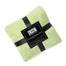 Lavish Home Aloe Green and White Poly Oversized Plush Woven Polyester Sherpa Fleece Solid Color Throw – Breathable and Machine Washable, 70” L x 60” W