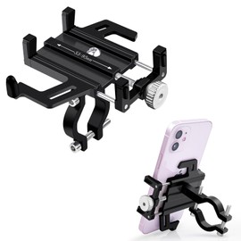 NineLeaf Motorcycle Phone Mount Holder, Adjustable Bicycle Phone Holder Universal Bike Phone Mount for Scooter, Bicycle, Dirt Bike, for All 2.2 3.7 inch Smartphones, 360° Rotate Stable Aluminum