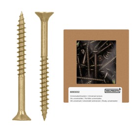 HELPMATE - Universal Countersunk Screws 4.5 x 50 Yellow Passivated - Pack of 150 Wood Screws with T-Drive and Partial Thread - Chipboard Screws for Indoor and Protected Outdoor Use
