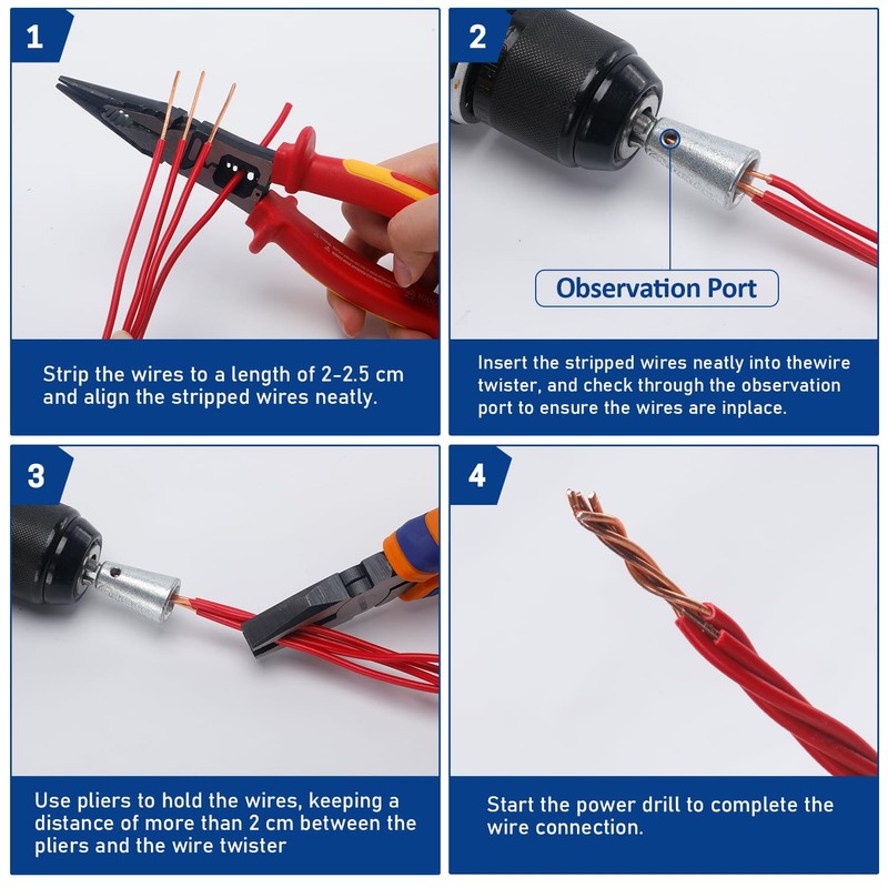 WISEPRO Wire Twister Tool for Drill, 2PCS Wire Nut Twister