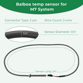 Spa Parts Replacement for Balboa Sensor M7 System with 24" Cable/High Limit, 1/4" Diameter, 2-pin - 2 Pack