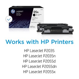 HP HP 05A Black Toner Cartridge | Works with HP LaserJet P2035, P2055 Series | CE505A