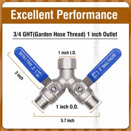 Horiznext GHT 3/4 hose splitter 3 way heavy duty, Y shape stainless steel garden hose shut off valve adapts outdoor water pipe tank spigots（ 1 pc ）