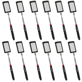 Lan-He Telescoping Inspection Mirror with 2 LED Lights extendable Machine Tool Inspection Mirrors 360 Swivel for Extra Viewing Dead Angle,Line of Obstacle Area Mechanic Automotive Gifts (12pcs)