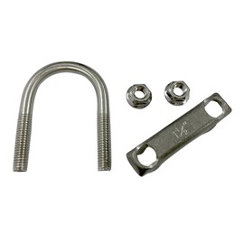 Universal Heavy Duty 1-1/2 Inch Stainless Exhaust U-Bolt Clamp, 1.5 Inch Muffler U Clamps Saddle Design with Reinforced Ribs