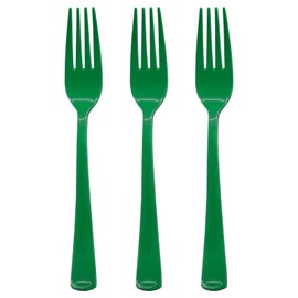 100 Pcs Green Plastic Forks Green Plastic Silverware Disposable Cutlery Heavy Duty 100 Forks for Birthday, Picnic, Wedding, Christmas