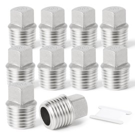 TAILONZ 2PCS Stainless Steel Thread Fittings, Square Threaded Pipe Fittings, Stainless Steel Plugs 1/8PT Plumbing Parts