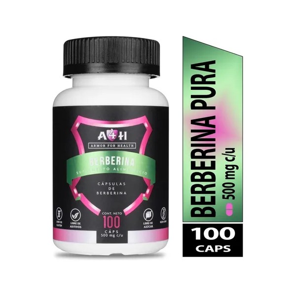 Suplemento Berberina Pura De 100 Cápsulas 500 Mg A4h Sabor