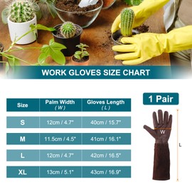 MECCANIXITY Leather Gardening Gloves for Women and Men, Thorn Proof Rose Garden Glove Long Sleeve Working Gloves for Digging, Planting,Pruning, Brown-M