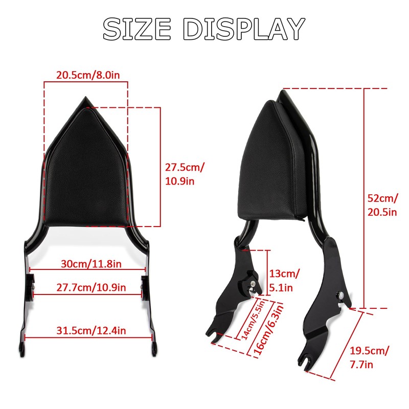 Sissy Bar, PSLER Motorcycle Detachable Backrest Passenger Purpose Seat Back