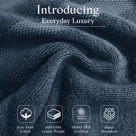 One Thousand Reasons Zero Twist Bathroom Towel Set - Luxury Bath Towel Sets for Bathroom, Hands, and Washcloths - Quick Dry and Absorbent - 6 Pieces, 1 Stripe, Stone