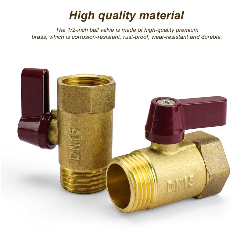 CBLDF Shut-off Valve 1/2 Inch, Pack of 2 Brass Stopcock,