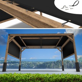 ShadeMart 8' x 28' Black Pergola Sun Shade Canopy Replacement Cover UPF50, Commercial Grade 260 GSM Cloth for Outdoor Patio, Garden, Deck, Backyard (We Make Custom Size)