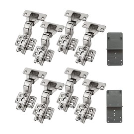 LOOTICH 105 Degree Fixed-On Inner Stop Pot Hinge Standard Hinges with Automatic Closing Integrated Hydraulic Damping Hinges Kitchen Cabinet Wardrobe Cabinet Door Furniture Pack of 8