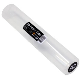 WestonBoxes Storage Tube for Posters, Prints, Drawings & Artwork, Clear Plastic with a 50/50 Screw Split (1, A3, Diameter-55mm / Length-320mm)