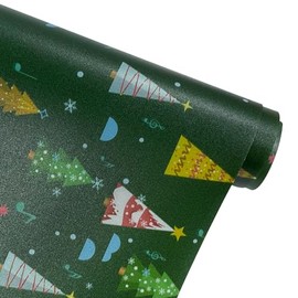 ONEART 12" x 53" Christmas Theme Jelly Vinyl, Colorful Waterproof Xmas Tree Santa Claus Printed Vinyl Fabric (Xmas Tree)