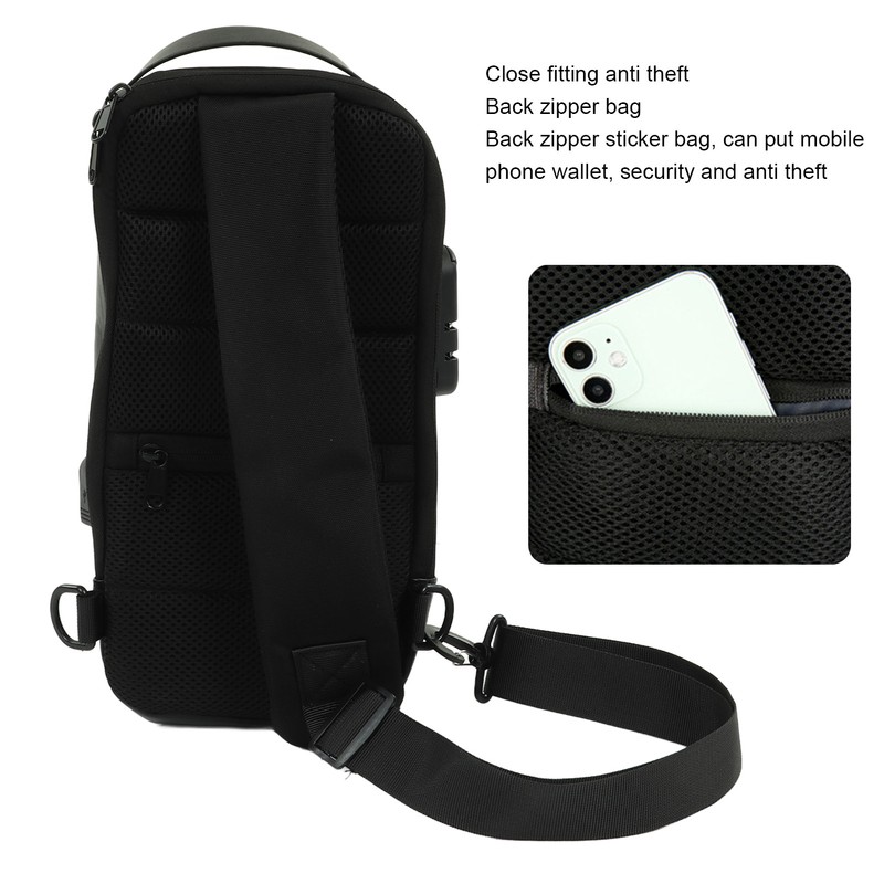 Sling Backpack USB Prevents Theft Waterproof Chest Shoulder Bags for