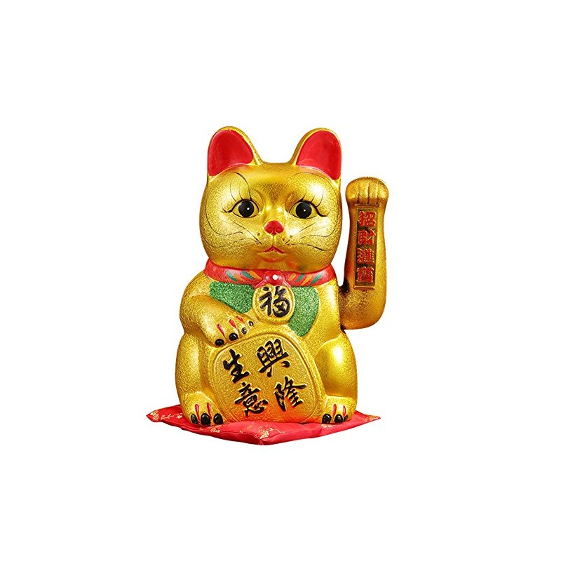thefancypumpkin 13" Waving Lucky Fortune Cat Maneki Neko Japanese Porcelain