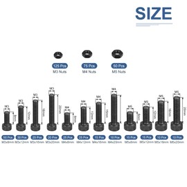 DTGN Pack of 500 M3/M4/M5x8/12/16/20 mm (DxH) Hex Head Screws and Nuts Assortment - Good for Mechanical Equipment - Assortment of Carbon Steel Machine Screws Kit