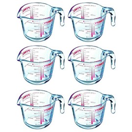 Pyrex Classic Glass Measuring Jug High Heat Resistance 0.25 Litre Transparent (Pack of 6)