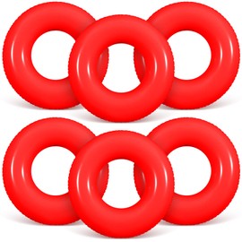 JellyArch 6 Pcs Inflatable Pool Floats 24 Inches Swim Tube Bulk for Kids and Adults Swimming Ring Pool Floaties for Beach Party Decorations Teenager River Lake Summer Vacation Holiday (Red)