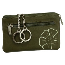 Leather Key Case Key Case Key Folder Key Bag with Zip Compartment Various Colours, olive, Formal