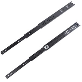 KINJOEK 4 PCS 16 Inch Full Extension Ball Bearing Drawer Slides Heavy Duty Side Mount Cabinet Rails Tool Box, Keyboard Glides Rails Rack, Black