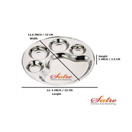 Round 5 Compartment Stainless Steel Lunch Plate Big
