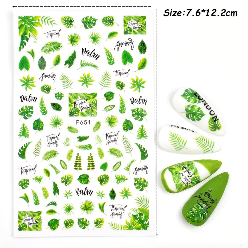 Yoksas Green Foliage Nature Nail Art Sticker Set - 6