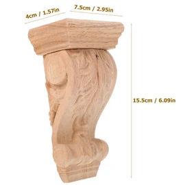 Wooden Console, Capitals Made of Wood, Decorative Shelf Brackets Wood for Living Room, Courtyard and Balcony