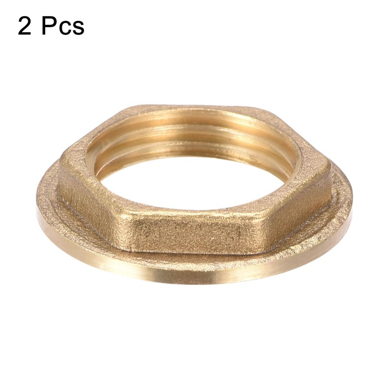 sourcing map G1/2 Lock Nut with Flange, Hex Brass Female