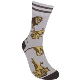 FUNATIC Lion Dress Socks for Men Women Teen | Animal Lover Gift Idea with Wildlife Picture | Best National Park Day Accessory Attire | Zoo Apparel Party Present Supplies and Nature Saying Accessories