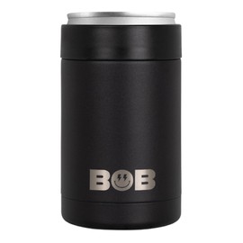 BOB THE COOLER CO - 12oz "Bob's Chillin" Short Double Wall Vacuum Insulated Can Cooler, Stainless Steel Can Cooler for Camping, Beverages, Drink, Beer, Beach & More (Black)