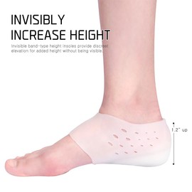 Mangas de gel con aumento de altura de 1 pulgada, calcetines de silicona para el talón, protector invisible para el talón (con agujeros, 3 pares)